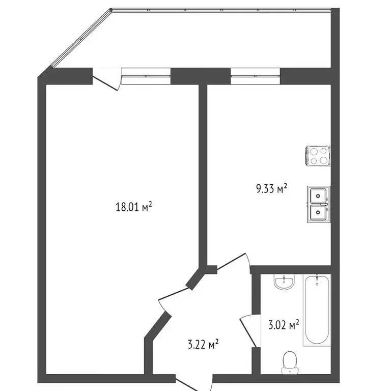 1-комнатная квартира: Тюмень, улица Революции, 228к4 (34 м) - Фото 1