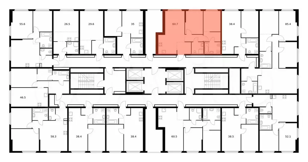 2-к. квартира, 60,7 м, 16/32 эт. - Фото 1