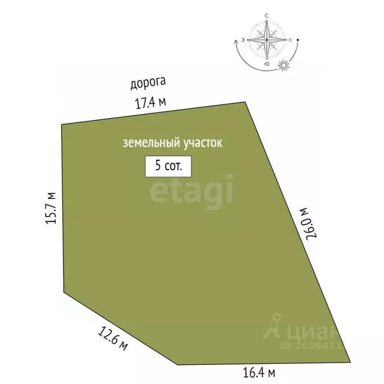 Участок в Крым, Бахчисарайский район, с. Зеленое ул. Гагарина (5.0 ... - Фото 2