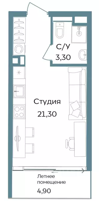 Студия Крым, Саки ул. Морская (29.5 м) - Фото 0