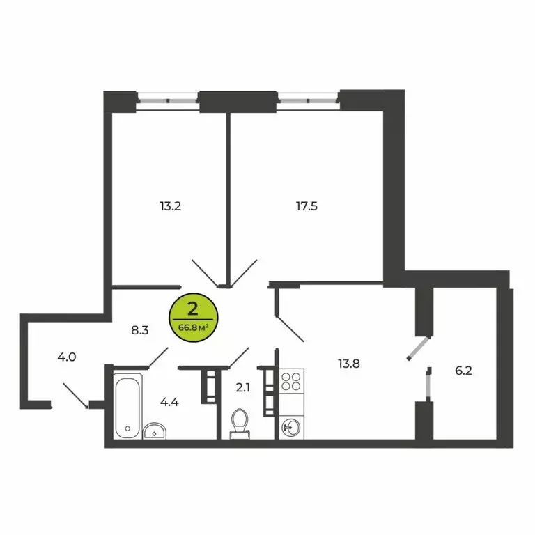 2-комнатная квартира: Свень, Соборная улица, 24 (66.8 м) - Фото 0
