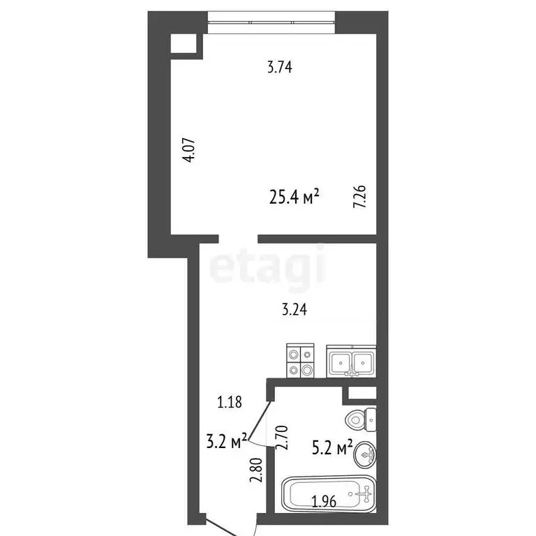 Квартира-студия: Новый Уренгой, район Южная Жилая Часть, микрорайон ... - Фото 1
