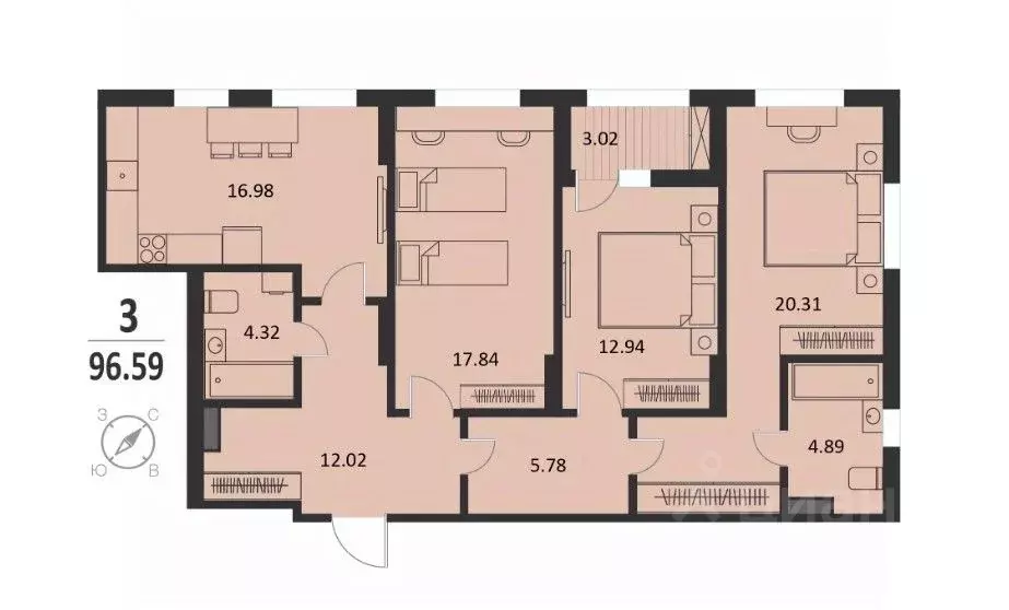 3-к кв. Курская область, Курск Хуторская ул., 33 (96.59 м) - Фото 0