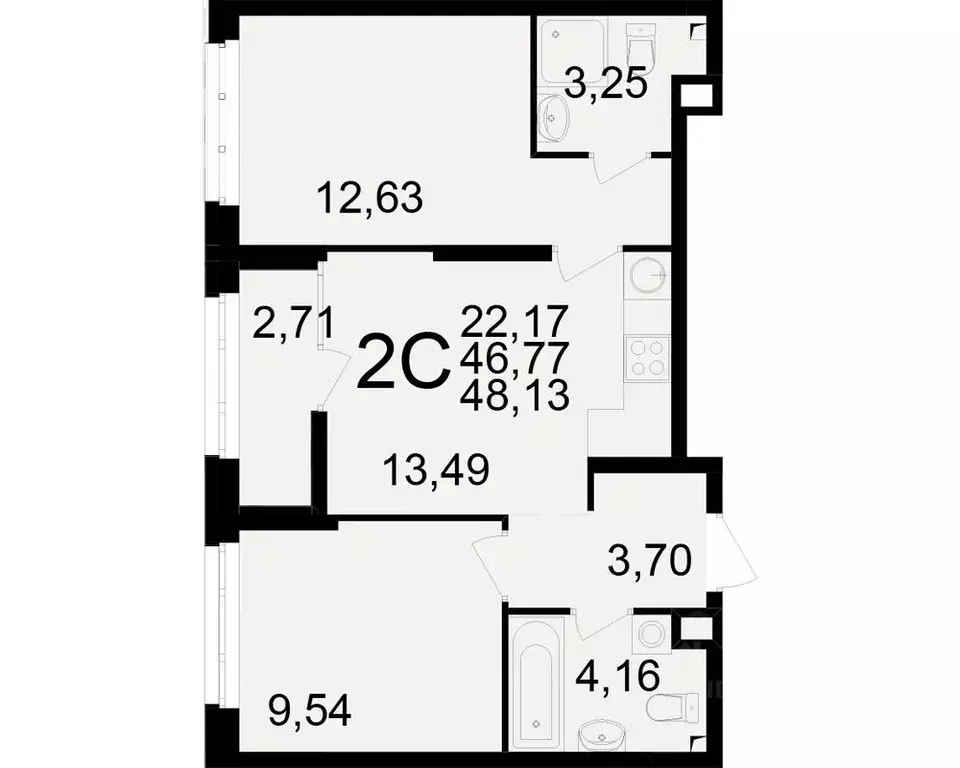 2-к кв. Рязанская область, Рязань Аура жилой комплекс (46.77 м) - Фото 1