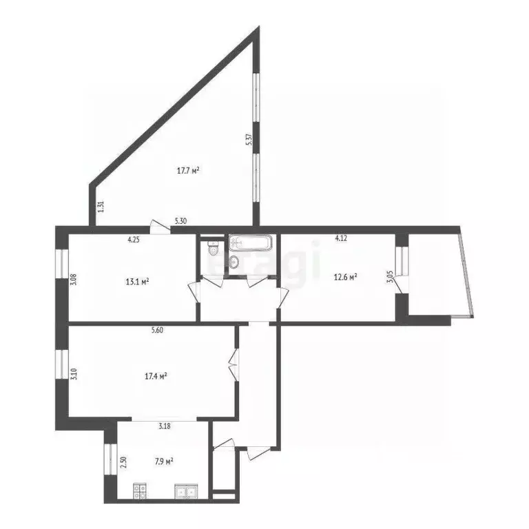 3-к кв. Тюменская область, Тюмень ул. 50 лет Октября, 84 (83.6 м) - Фото 2