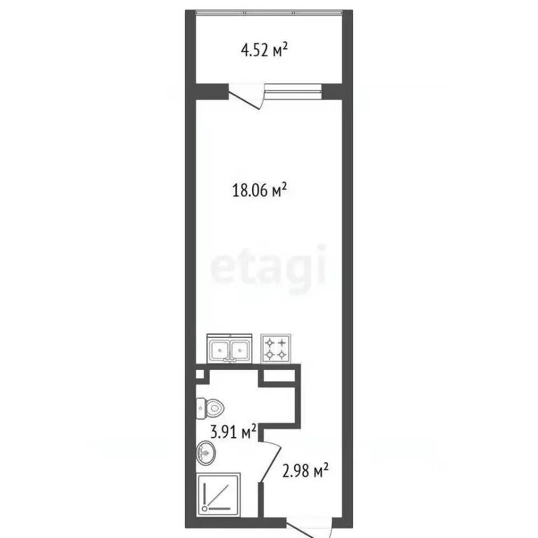 Студия Санкт-Петербург просп. Ветеранов, 171к2 (24.8 м) - Фото 1
