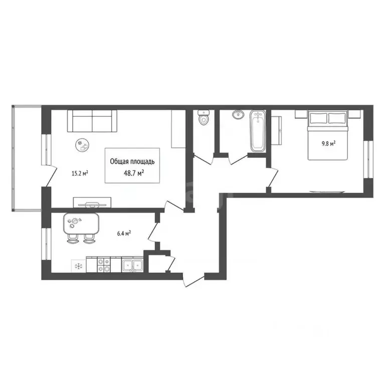 2-к кв. Новосибирская область, Искитимский район, Линево городское ... - Фото 1