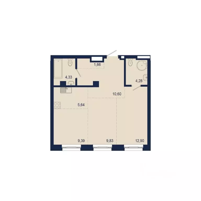 3-к кв. Башкортостан, Уфа Новомостовая ул., 4А (58.63 м) - Фото 1