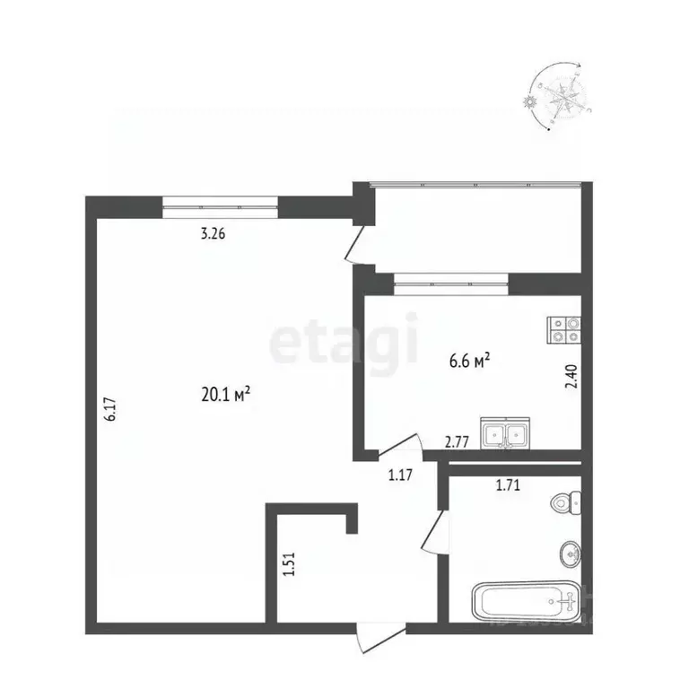 1-к кв. Тюменская область, Тюмень ул. Червишевский Тракт, 45к8 (33.1 ... - Фото 1