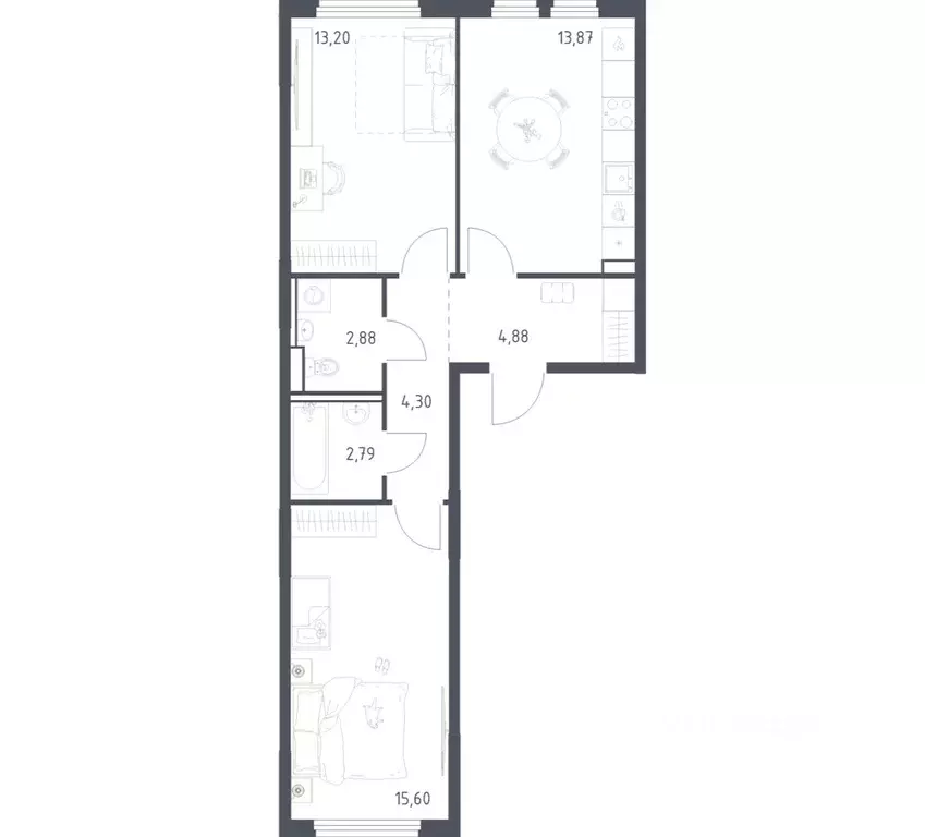 2-к кв. Московская область, Ленинский городской округ, Мисайлово пгт, ... - Фото 1