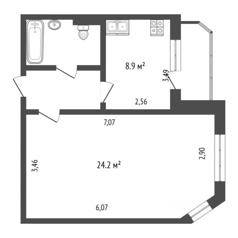 1-к кв. Тюменская область, Тюмень Народная ул., 4к3 (42.5 м) - Фото 2
