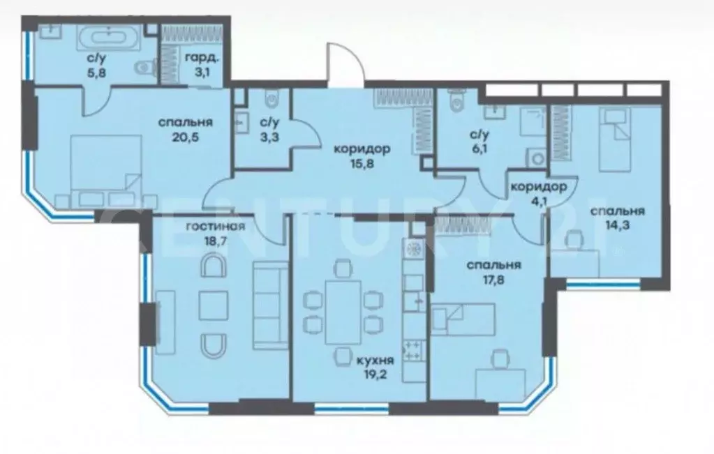 4-к кв. Москва ул. Василия Ланового, 5 (131.0 м) - Фото 2