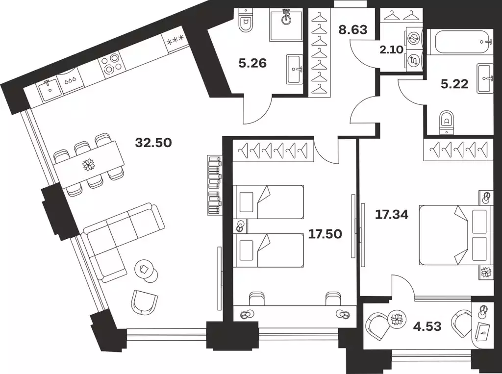 2-к кв. Тульская область, Тула ул. Болотникова, 4 (93.08 м) - Фото 1