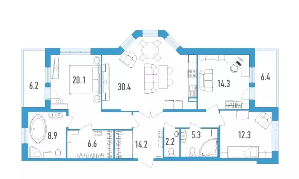 3-комнатная квартира: Санкт-Петербург, бульвар Головнина, 3к1 (112.4 ... - Фото 1