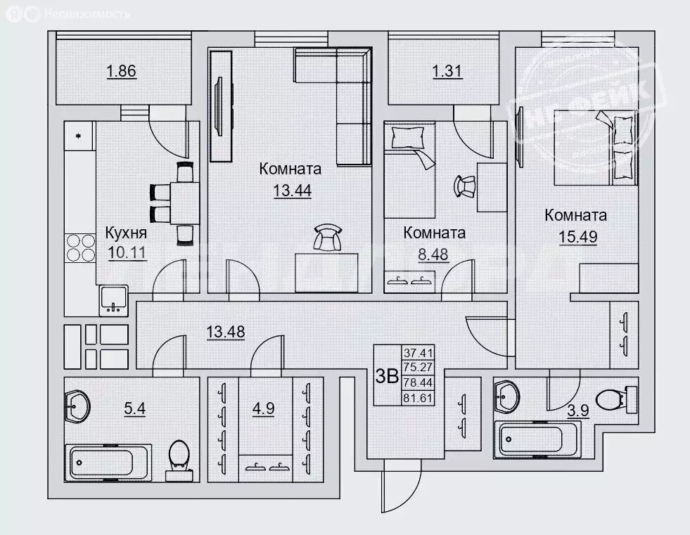 3-комнатная квартира: Ростов-на-Дону, Тибетская улица, 1Бс1 (81.7 м) - Фото 0