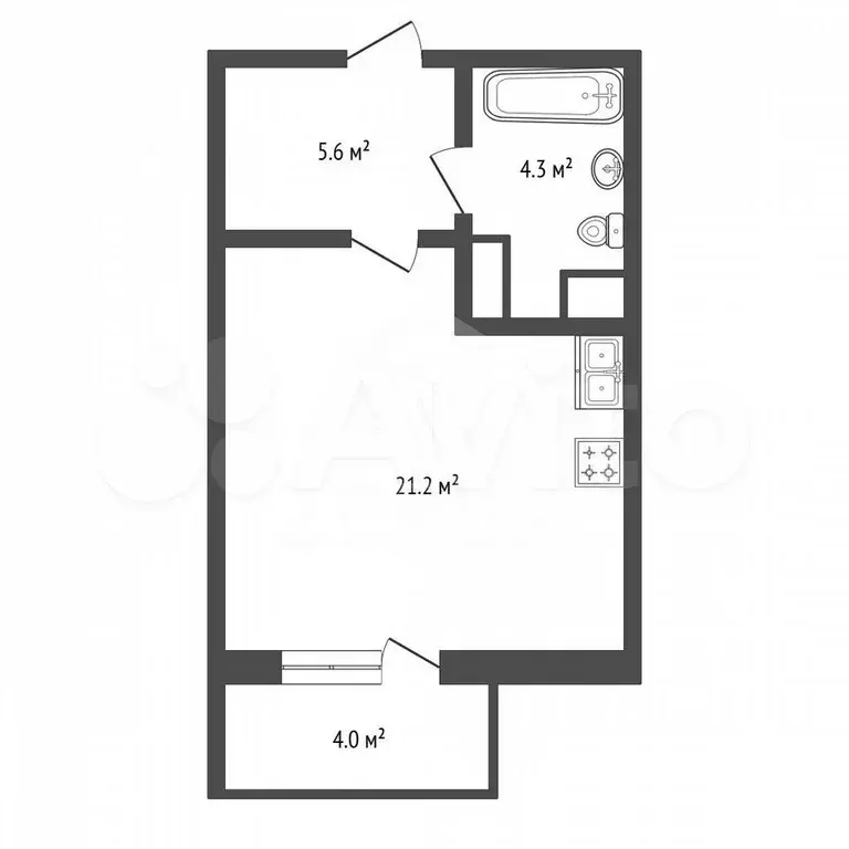 Квартира-студия, 31,1 м, 8/17 эт. - Фото 0