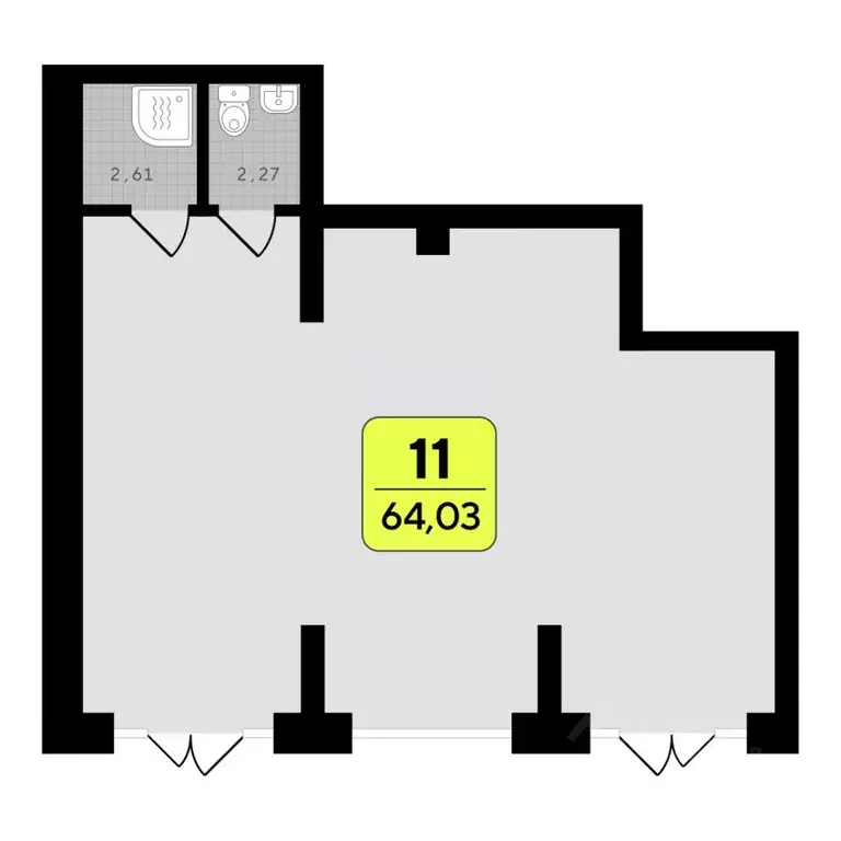 Офис в Тюменская область, Тюмень ул. Ивана Чистякова, 5 (64 м) - Фото 1