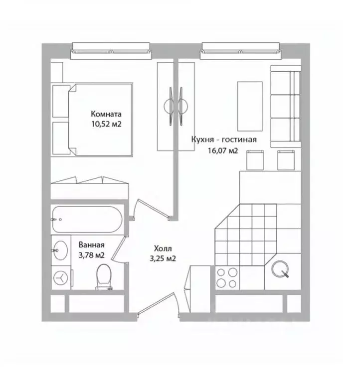 Студия Московская область, Мытищи Троицкая ул., 3Г (34.0 м) - Фото 2