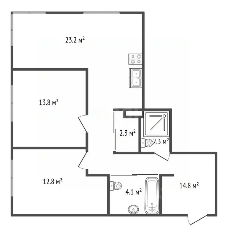 2-к кв. Санкт-Петербург Петровский просп., 9к2 (75.6 м) - Фото 2