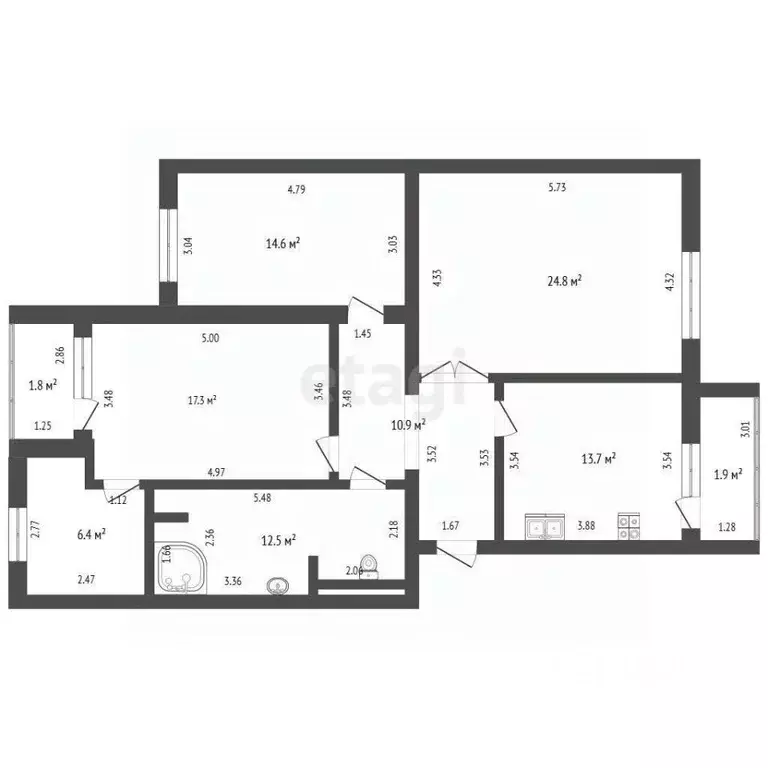 3-к кв. Башкортостан, Стерлитамак ул. Карла Маркса, 160 (100.2 м) - Фото 1