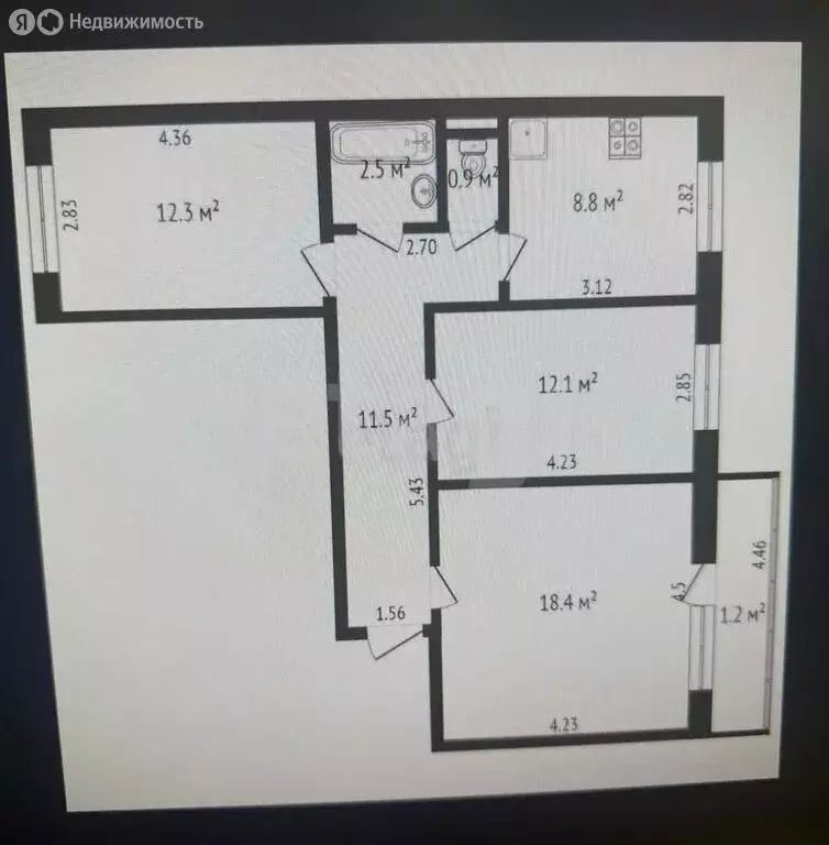 3-комнатная квартира: Чита, улица Шилова, 89 (65.8 м) - Фото 0