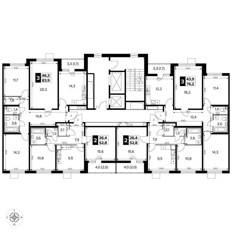 3-к кв. москва ленинградское ш, 228к4 (84.0 м) - Фото 1