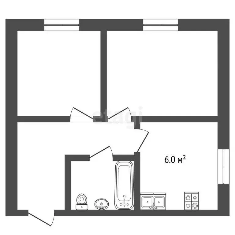 2-комнатная квартира: село Трифоново, улица Гагарина, 2 (37 м) - Фото 1