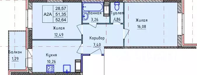 2-к кв. Ярославская область, Ярославль ул. Пашуковская, 11 (52.0 м) - Фото 2