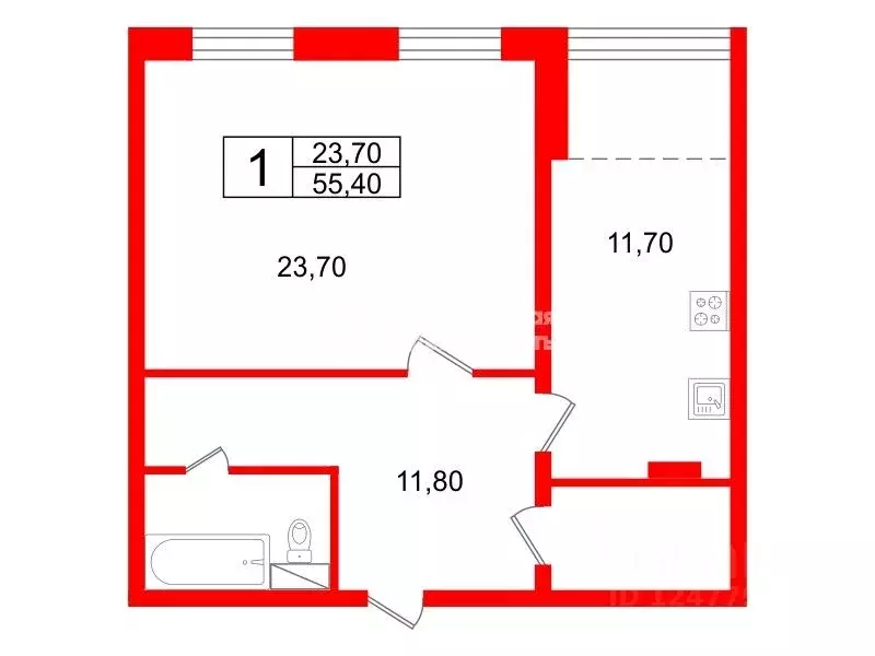 1-к кв. Санкт-Петербург Дунайский просп., 3К2 (55.4 м) - Фото 1