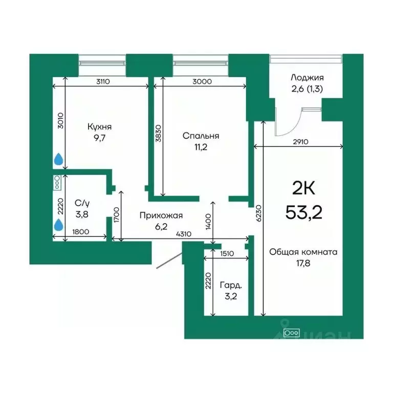 2-к кв. Алтайский край, Барнаул Просторная ул., 390к2 (53.2 м) - Фото 1