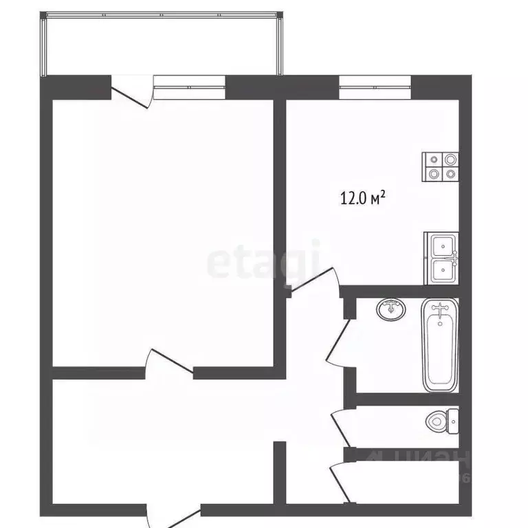 1-к кв. Челябинская область, Челябинск ул. Коммунаров, 94 (41.0 м) - Фото 2