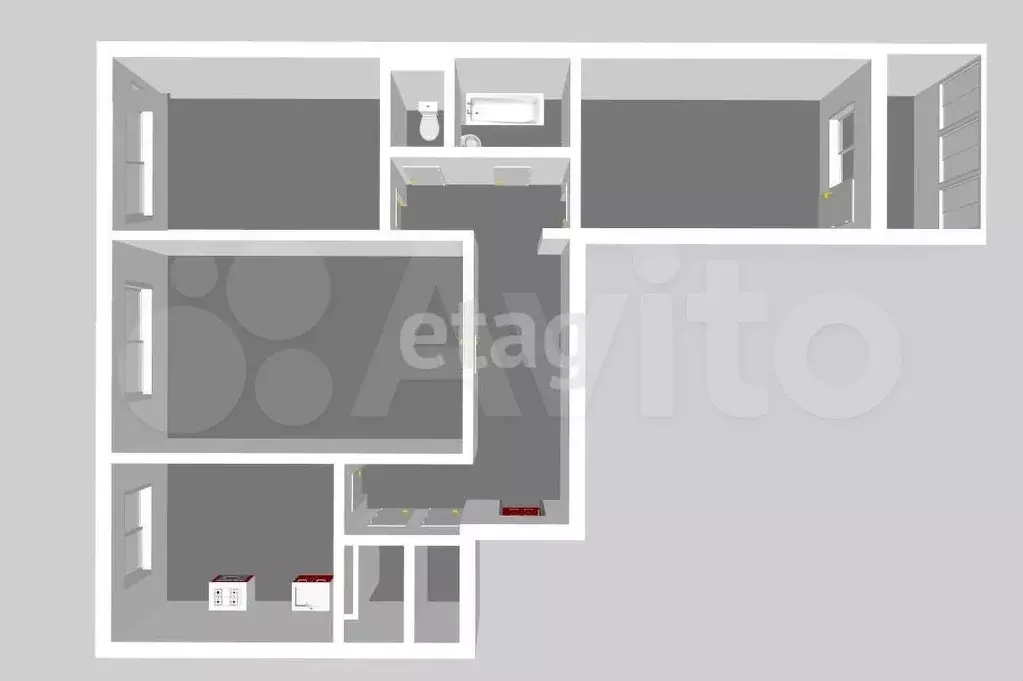 3-к. квартира, 71,4 м, 4/9 эт. - Фото 0