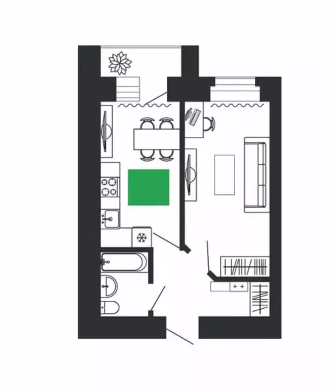 1-комнатная квартира: Шутовщина, Ботаническая улица, 1 (34.1 м) - Фото 1