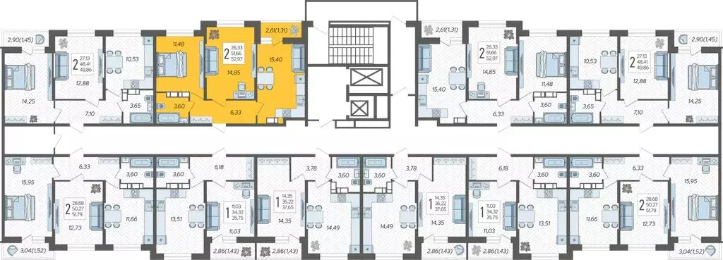 2-комнатная квартира: Краснодар, жилой комплекс Смородина (52.97 м) - Фото 1