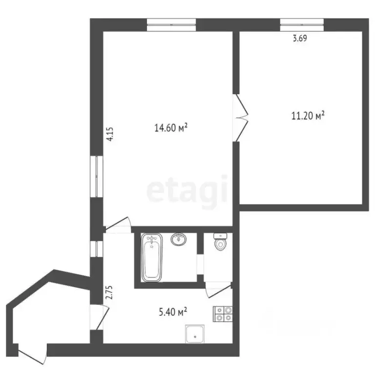 2-к кв. Крым, Симферополь ул. Казанская (32.0 м) - Фото 1