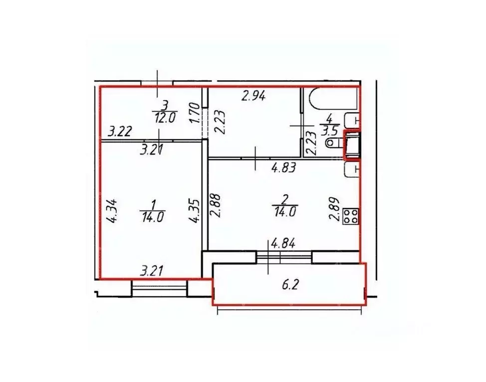 1-к кв. Санкт-Петербург Нижне-Каменская ул., 26 (43.5 м) - Фото 1