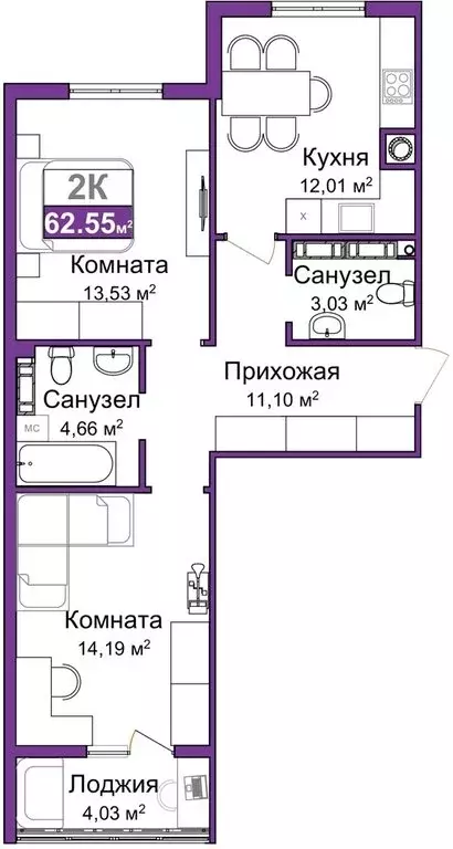 2-комнатная квартира: Симферополь, Центральный район (60.54 м) - Фото 0