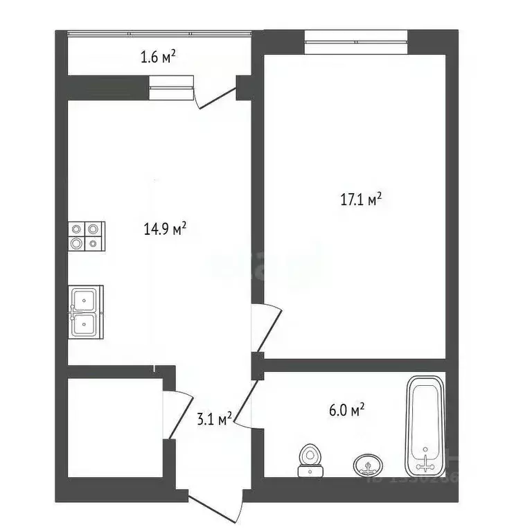 1-к кв. Ханты-Мансийский АО, Сургут Игоря Киртбая ул., 30 (43.4 м) - Фото 1