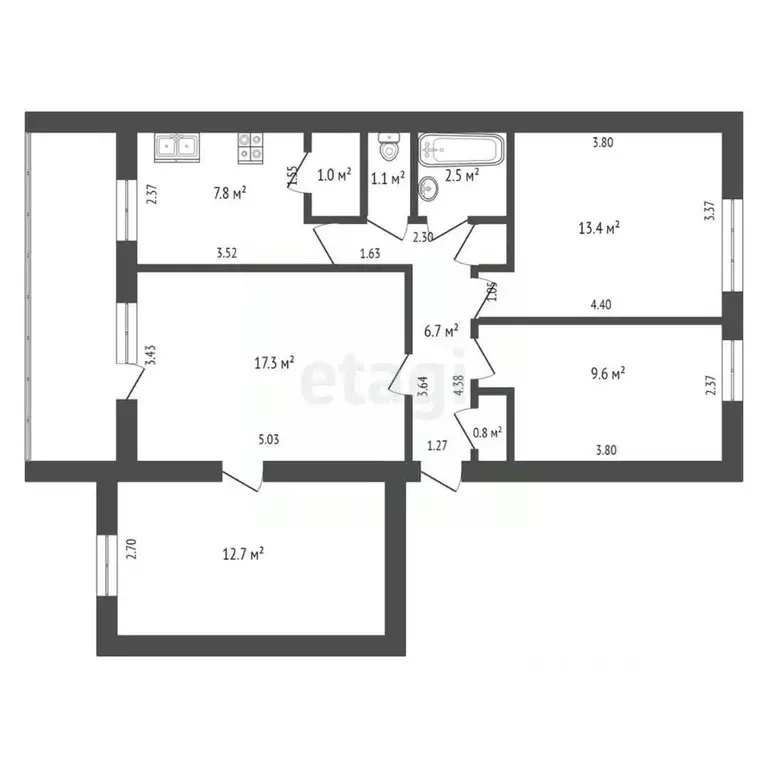 4-к кв. Крым, Кировский район, с. Яркое Поле ул. Спортивная, 17 (73.2 ... - Фото 2