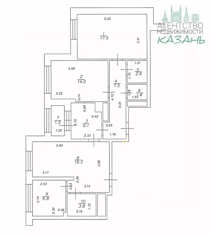 4-к кв. Татарстан, Казань Чистопольская ул., 61Д (79.8 м) - Фото 2