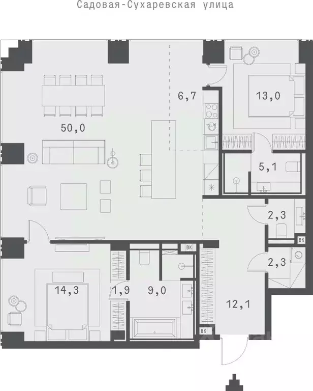 2-к кв. Москва Садовая-Сухаревская ул., 14 (116.67 м) - Фото 0