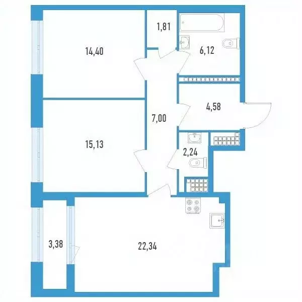 2-к кв. Санкт-Петербург Дефанс жилой комплекс (75.31 м) - Фото 0