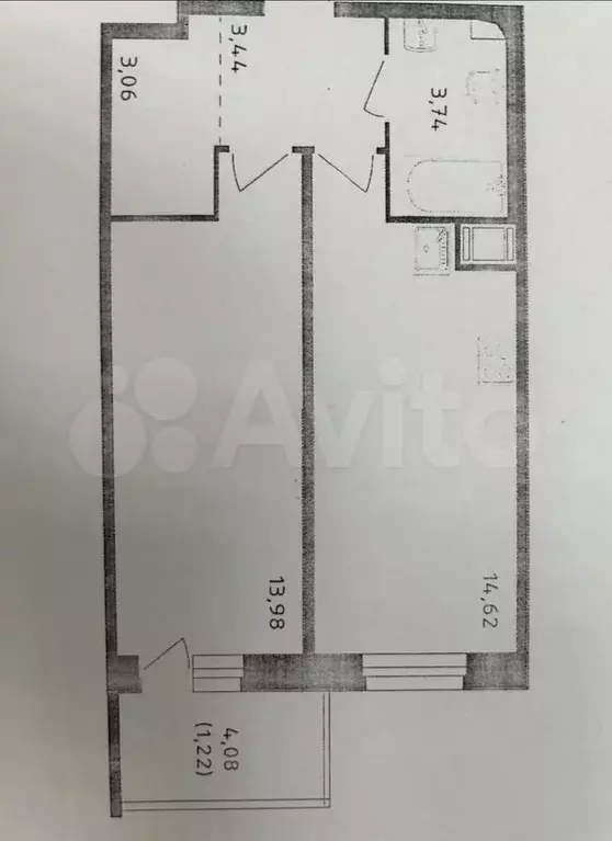 1-к. квартира, 38,3 м, 7/8 эт. - Фото 0
