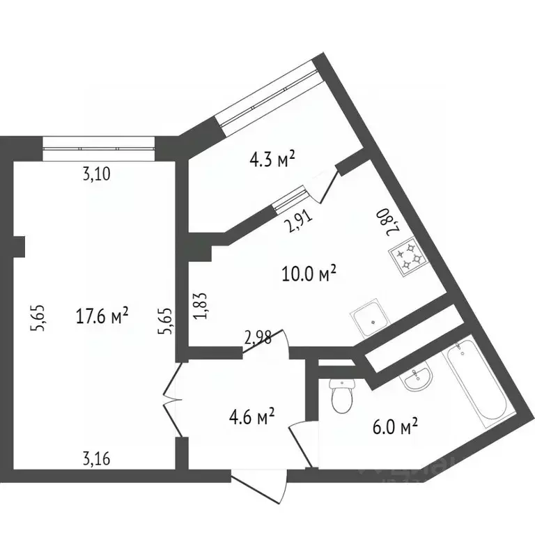 1-к кв. Белгородская область, Белгород Парковая ул., 8 (51.1 м) - Фото 1