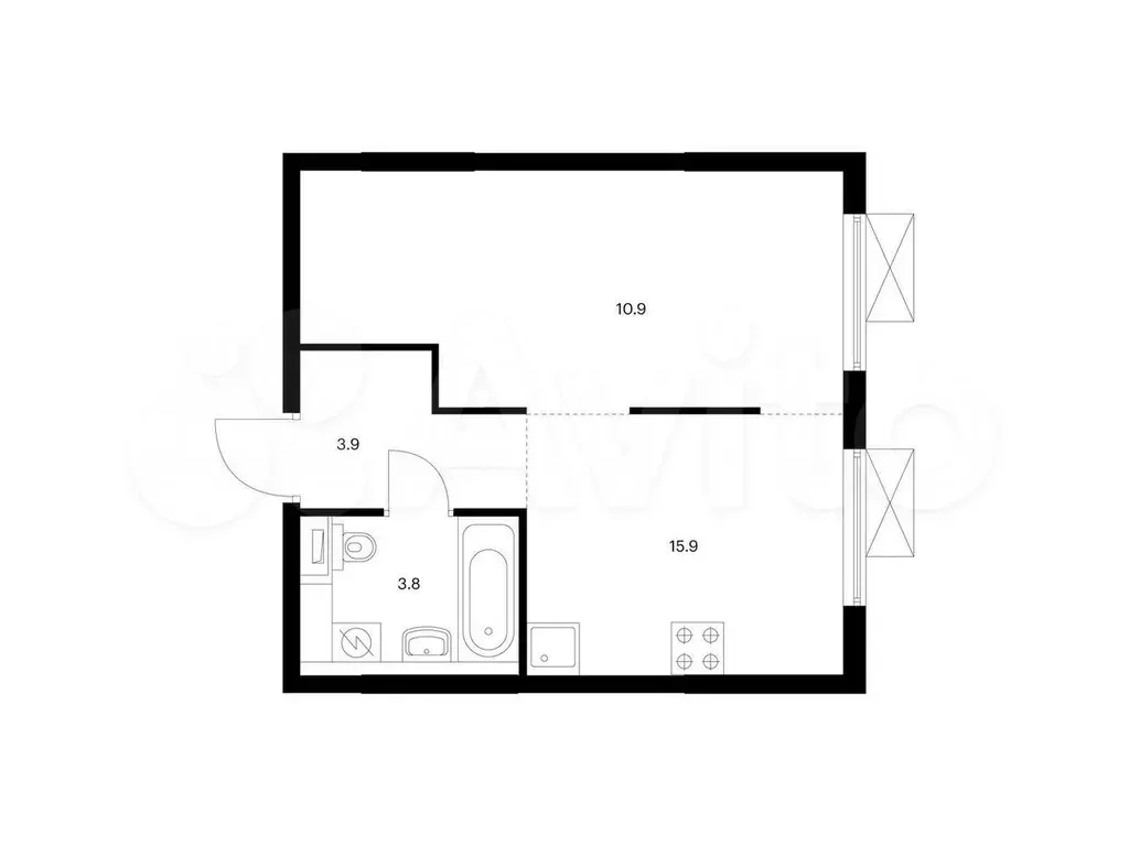 1-к. квартира, 34,5 м, 12/24 эт. - Фото 0