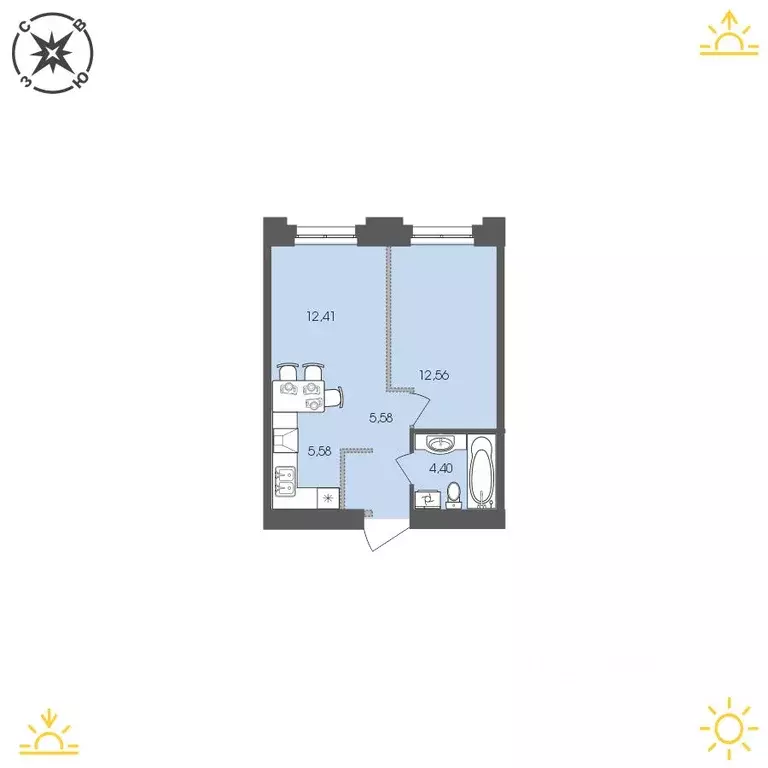 1-к кв. Иркутская область, Иркутск Энергетиков мкр,  (40.53 м) - Фото 0