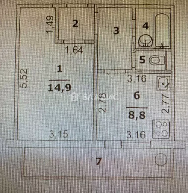 1-к кв. Белгородская область, Белгород бул. Юности, 27 (33.5 м) - Фото 2
