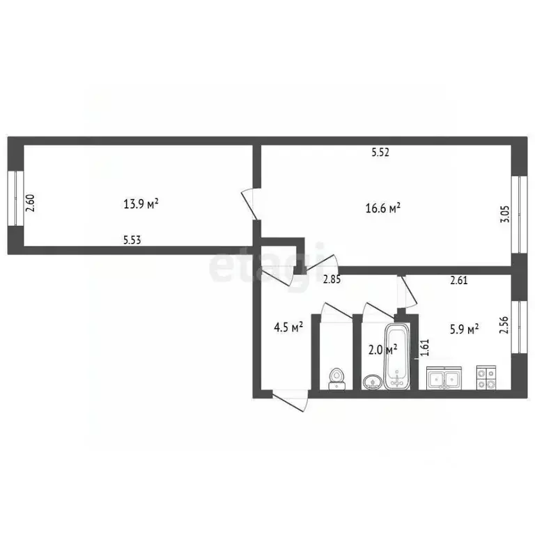 2-к кв. Башкортостан, Бирск Интернациональная ул., 118 (44.0 м) - Фото 2
