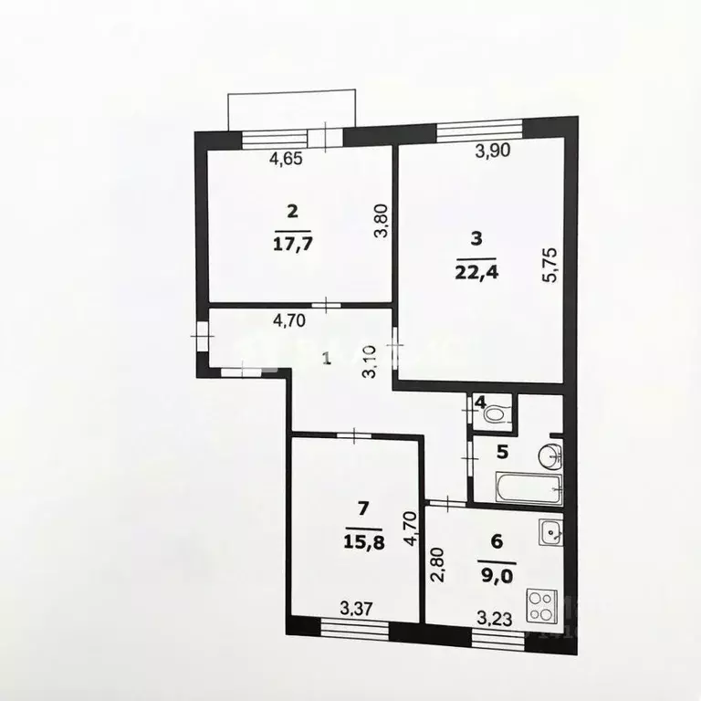 3-к кв. Белгородская область, Белгород ул. Костюкова, 36 (86.1 м) - Фото 2