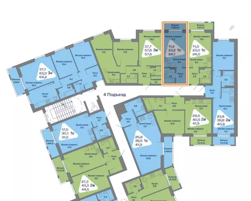 Квартира-студия: село Култаево, Первоцветная улица, 107 (24.1 м) - Фото 1